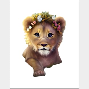 Cute Baby Lion Cub Graphic Posters and Art